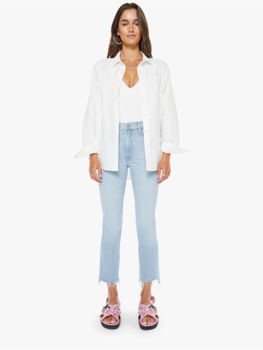MOTHER Light Blue Ankle Crop Jeans